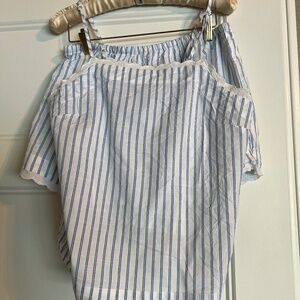 Never Worn 2 Piece Pajama Set Striped Tank and Shorts M
